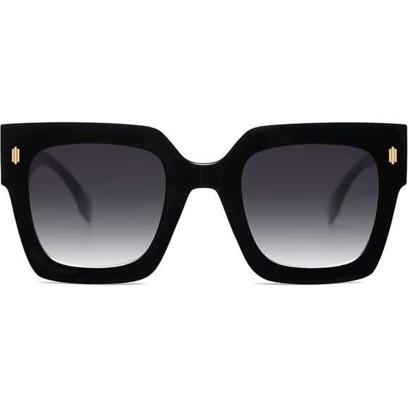 Sojos Square Retro Women Black Vintage Oversized Luxury Large Sunglasses Eyewear - Picture 1 of 6